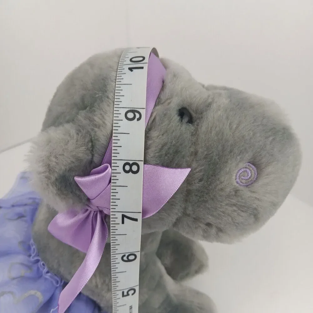 The Petting Zoo HIPPO Ballerina Plush Stuffed Animal Toy Gray Purple Tutu Hearts